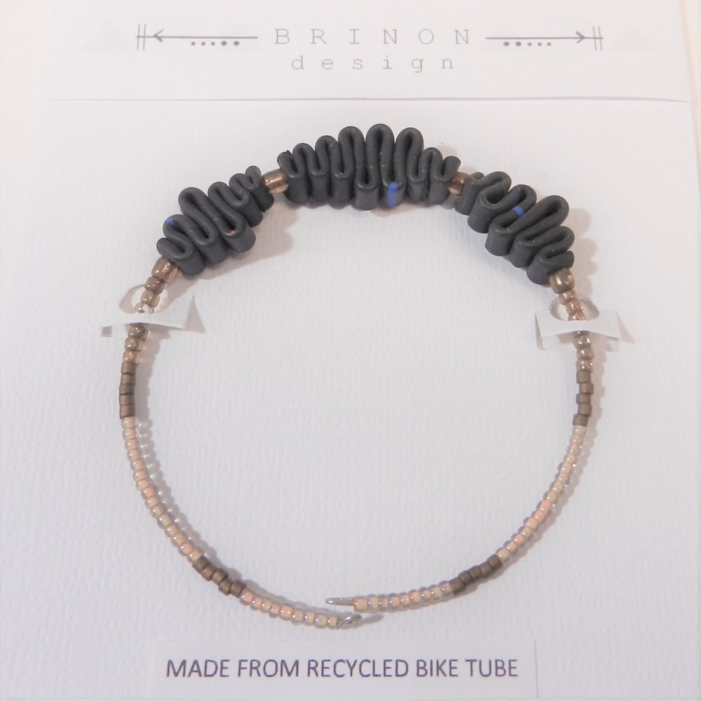 Bracelet handmade from recycled bike tubes